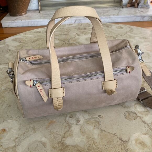 ED Ellen Degeneres Leather & Canvas Barrel Bag w/ Detachable Strap - Picture 6 of 16